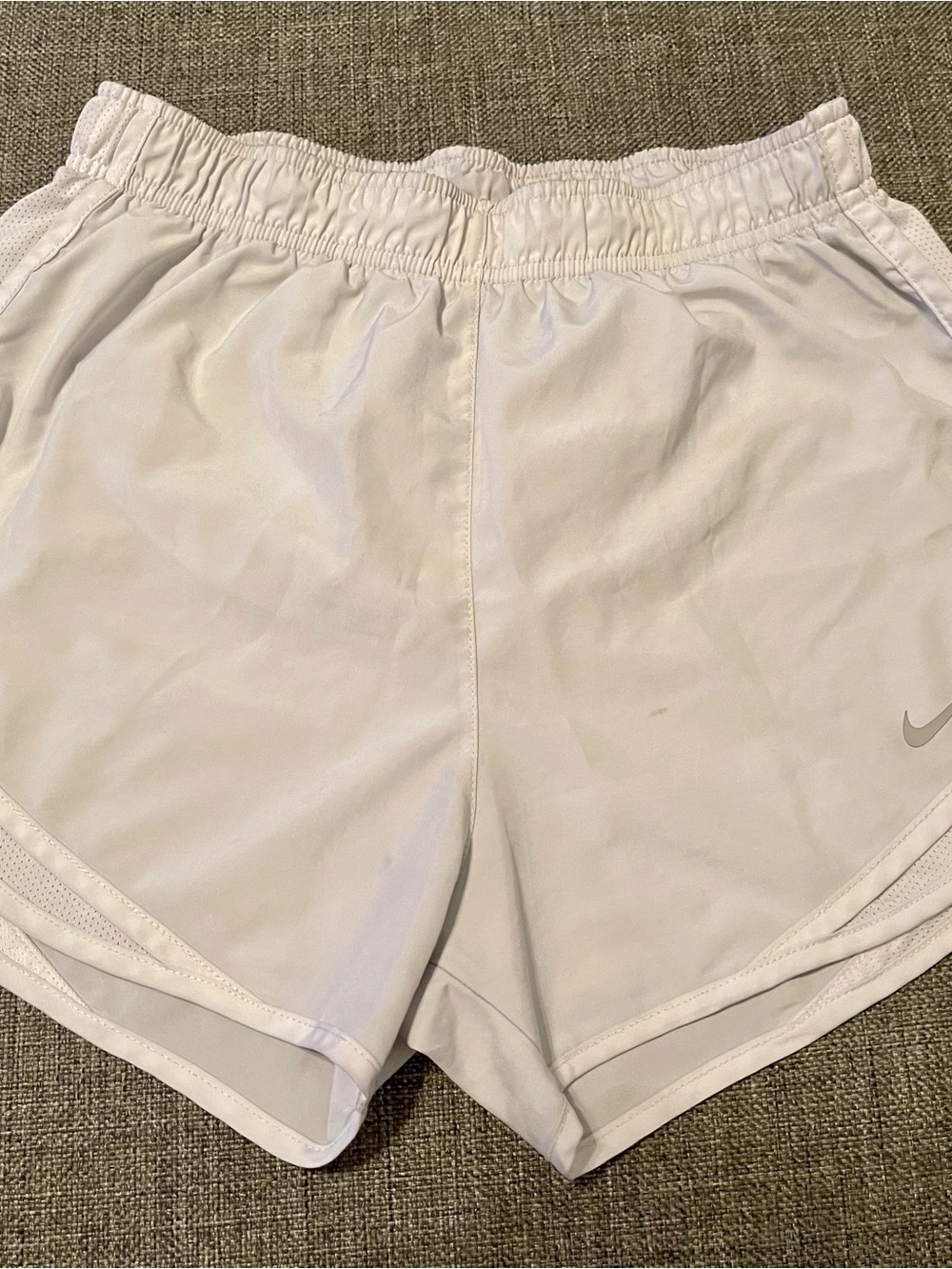 Nike White Tempo Women's Running Shorts with Elastic Waistband